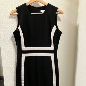 Calvin Klein Dress Sleeveless Black White Geometric Size 4